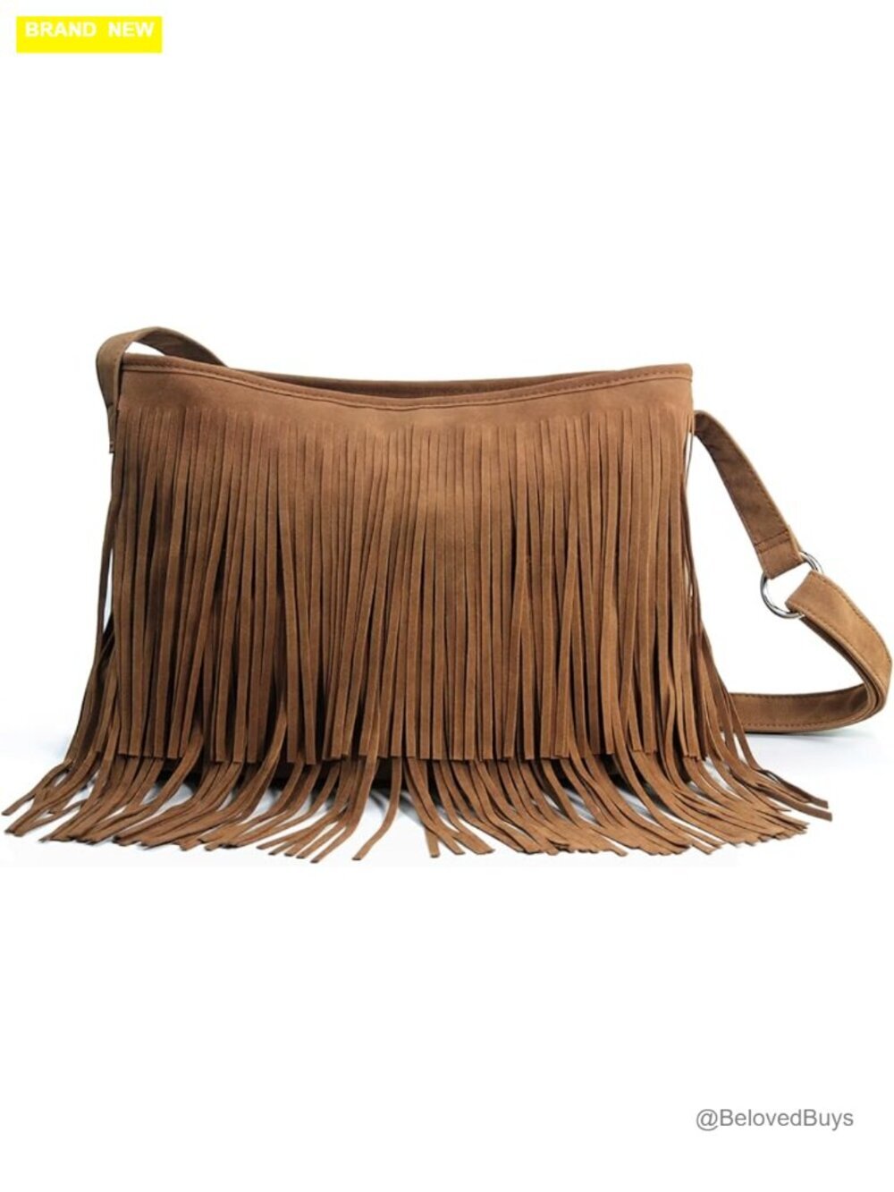 Faux Suede Leather Hobo Cross Body Shoulder Bag with Tassel